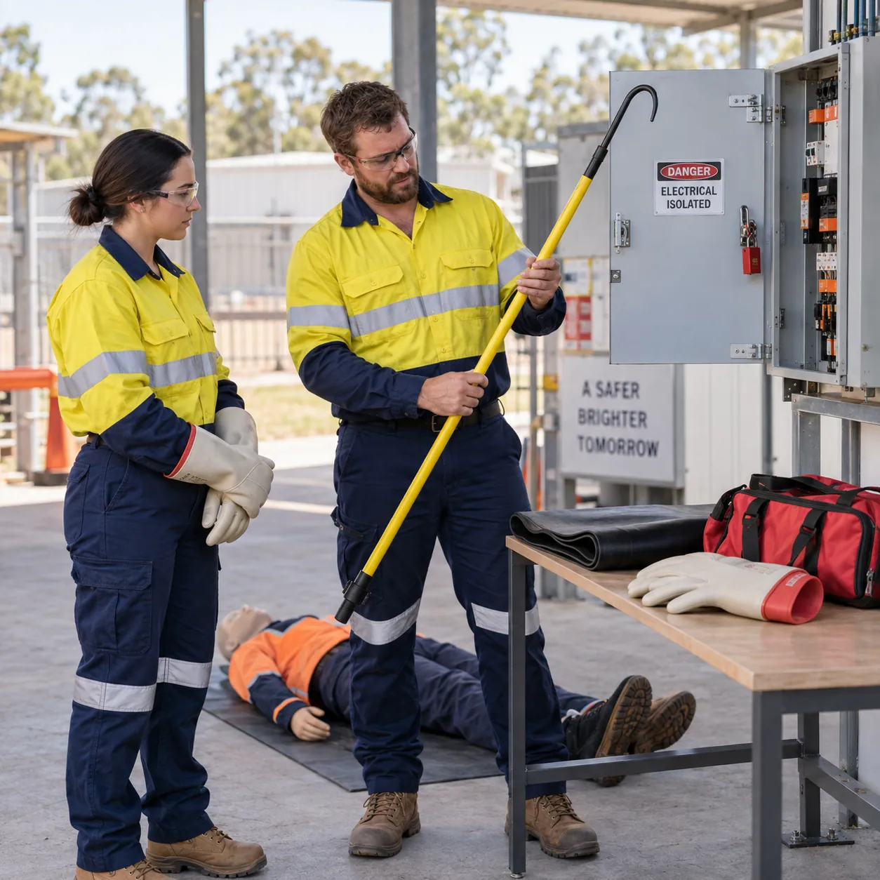 Perform rescue from a live low voltage panel