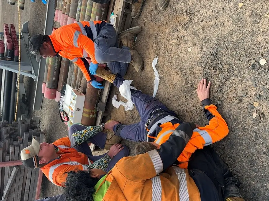 Emergency response team working through a staged incident
